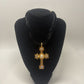 Vintage 90s Y2K Black/Gold Velvet Cross Faux Pearl Choker Necklace