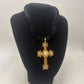 Vintage 90s Y2K Black/Gold Velvet Cross Faux Pearl Choker Necklace