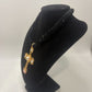 Vintage 90s Y2K Black/Gold Velvet Cross Faux Pearl Choker Necklace
