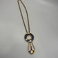 Vintage 1980s Black/Gold Enamel Modernist Pendant Necklace