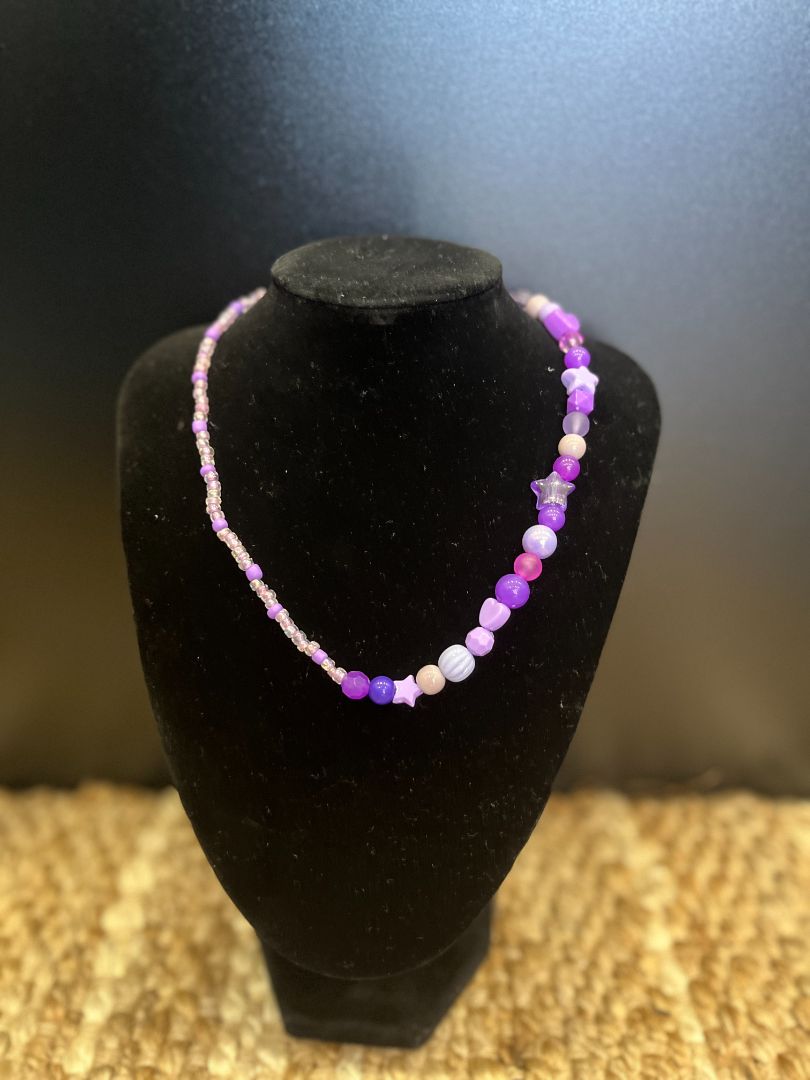 Trendy Purple Beaded Necklace | Handmade