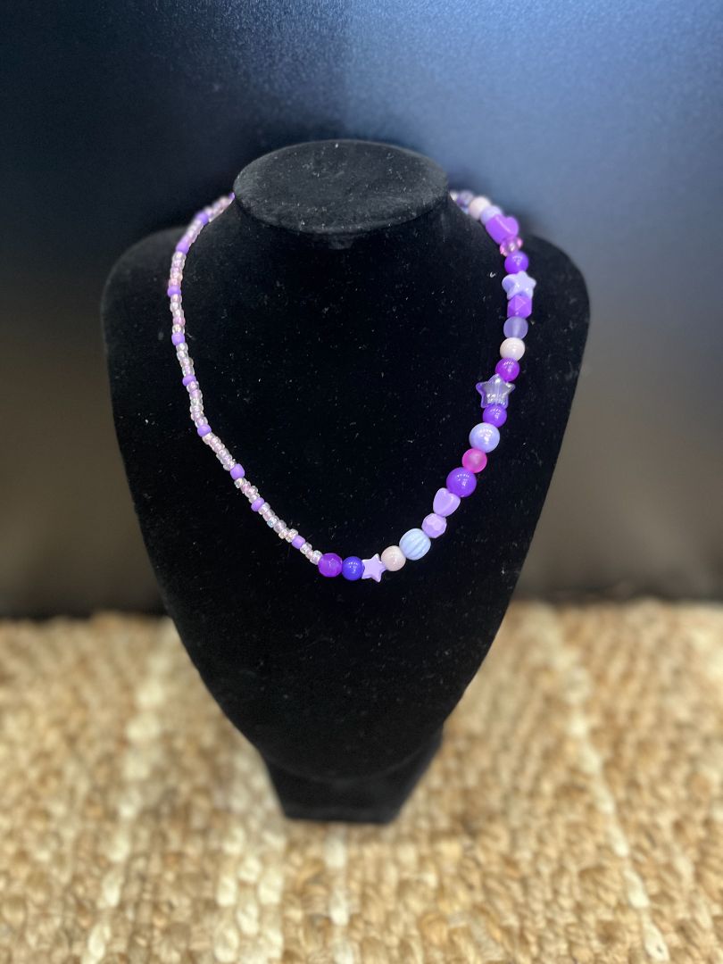 Trendy Purple Beaded Necklace | Handmade