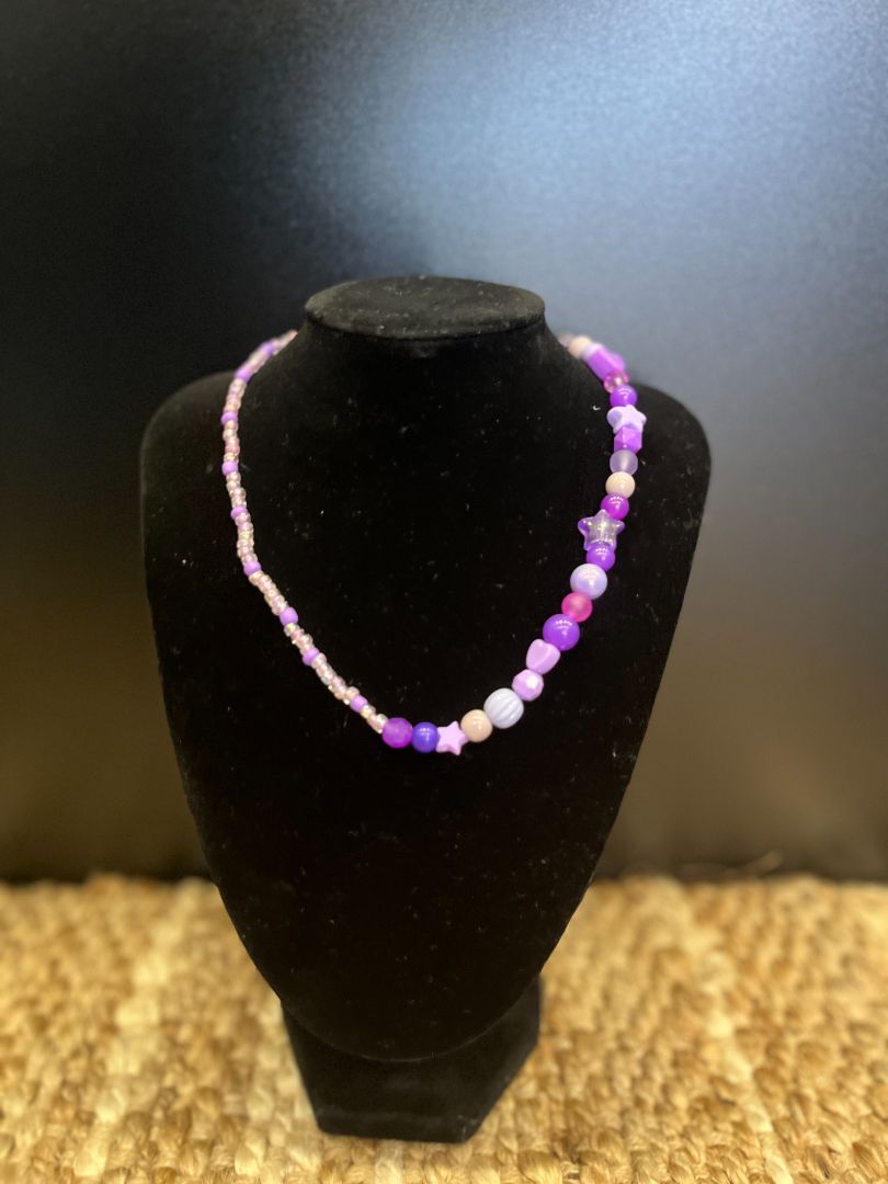 Trendy Purple Beaded Necklace | Handmade