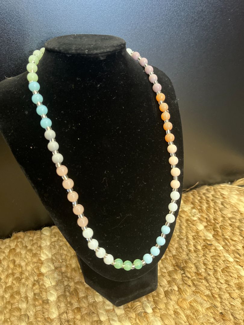 Multicolor Pastel Beaded Necklace | Handmade