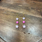 Two-Toned Pink Heart & Star Gold Wire Earrings