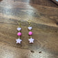 Two-Toned Pink Heart & Star Gold Wire Earrings