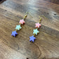 Triple Star Pastel Bead Gold Wire Loop Earrings