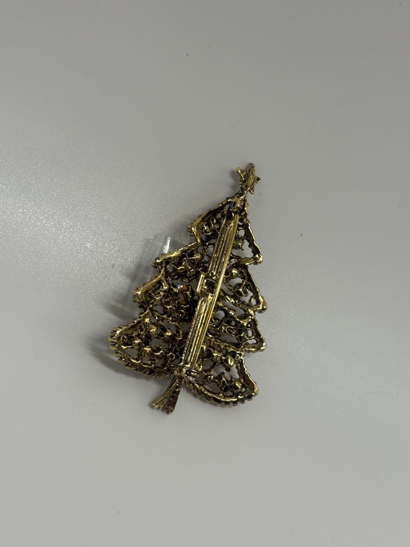 Gerry's Gold-Tone Vintage Mid-Century 1960s/1970s Christmas Tree Holiday Brooch Pin