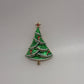 Signed BJ Green/Gold Vintage Mid-Century 1960s/1970s Christmas Tree Brooch Pin