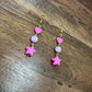 Hot & Light Pink Star + Heart Gold Wire Earrings