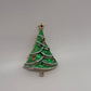 Signed BJ Green/Gold Vintage Mid-Century 1960s/1970s Christmas Tree Brooch Pin