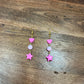 Hot & Light Pink Star + Heart Gold Wire Earrings