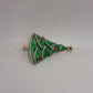 Signed BJ Green/Gold Vintage Mid-Century 1960s/1970s Christmas Tree Brooch Pin