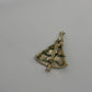 Signed BJ Green/Gold Vintage Mid-Century 1960s/1970s Christmas Tree Brooch Pin