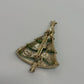 Signed BJ Green/Gold Vintage Mid-Century 1960s/1970s Christmas Tree Brooch Pin