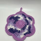 Purple Flower Crochet Cotton Dishcloth | Handmade