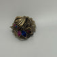 Gold-Tone Vintage 1950s/1960s Filigree Floral Rhinestone Cluster Brooch Pin