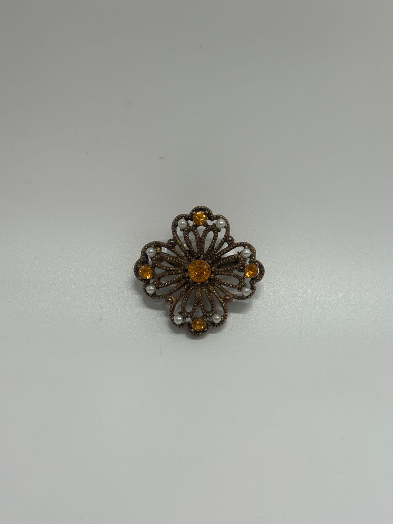 Gold-Tone Vintage 1950s/1960s Wire Filigree Textured Brooch Pin