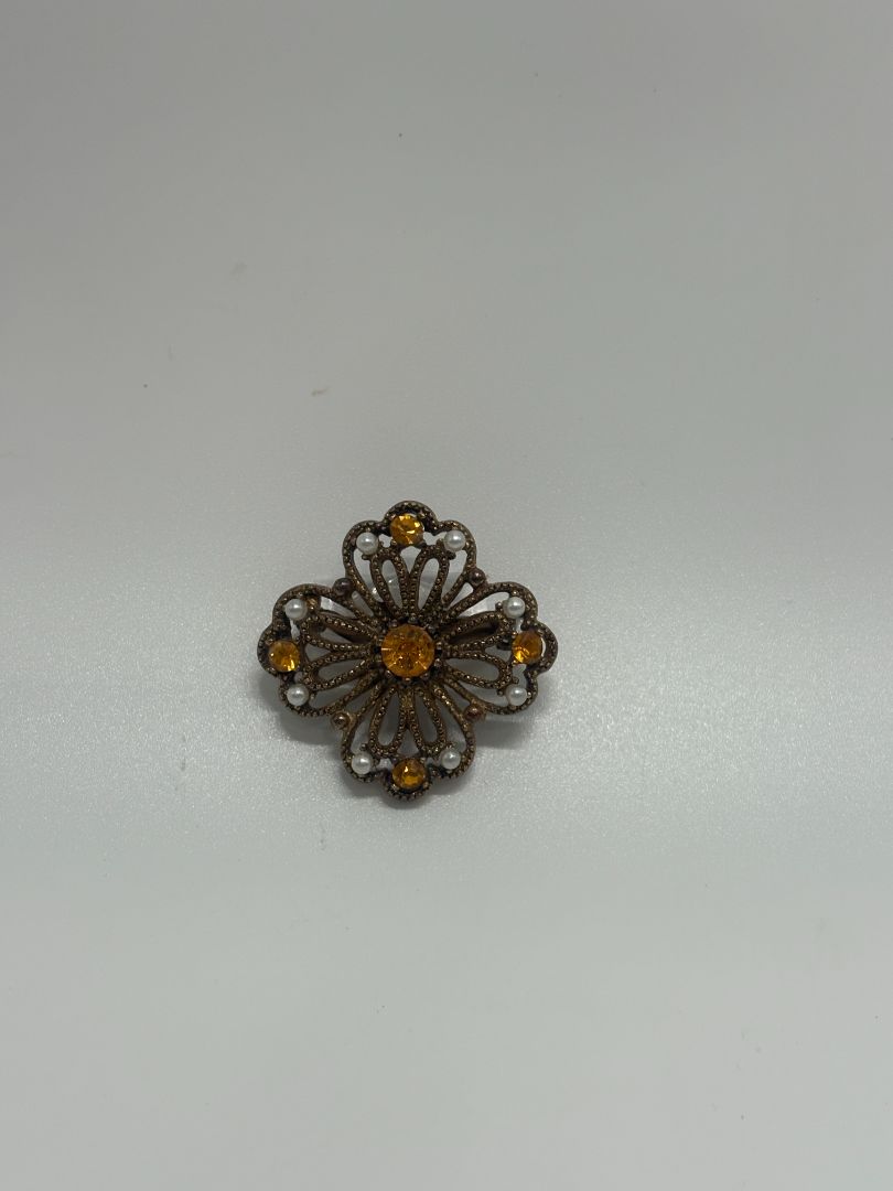 Gold-Tone Vintage 1950s/1960s Wire Filigree Textured Brooch Pin