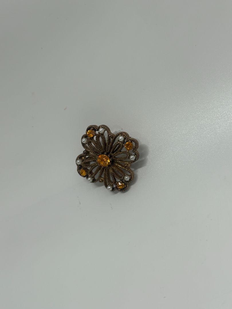 Gold-Tone Vintage 1950s/1960s Wire Filigree Textured Brooch Pin