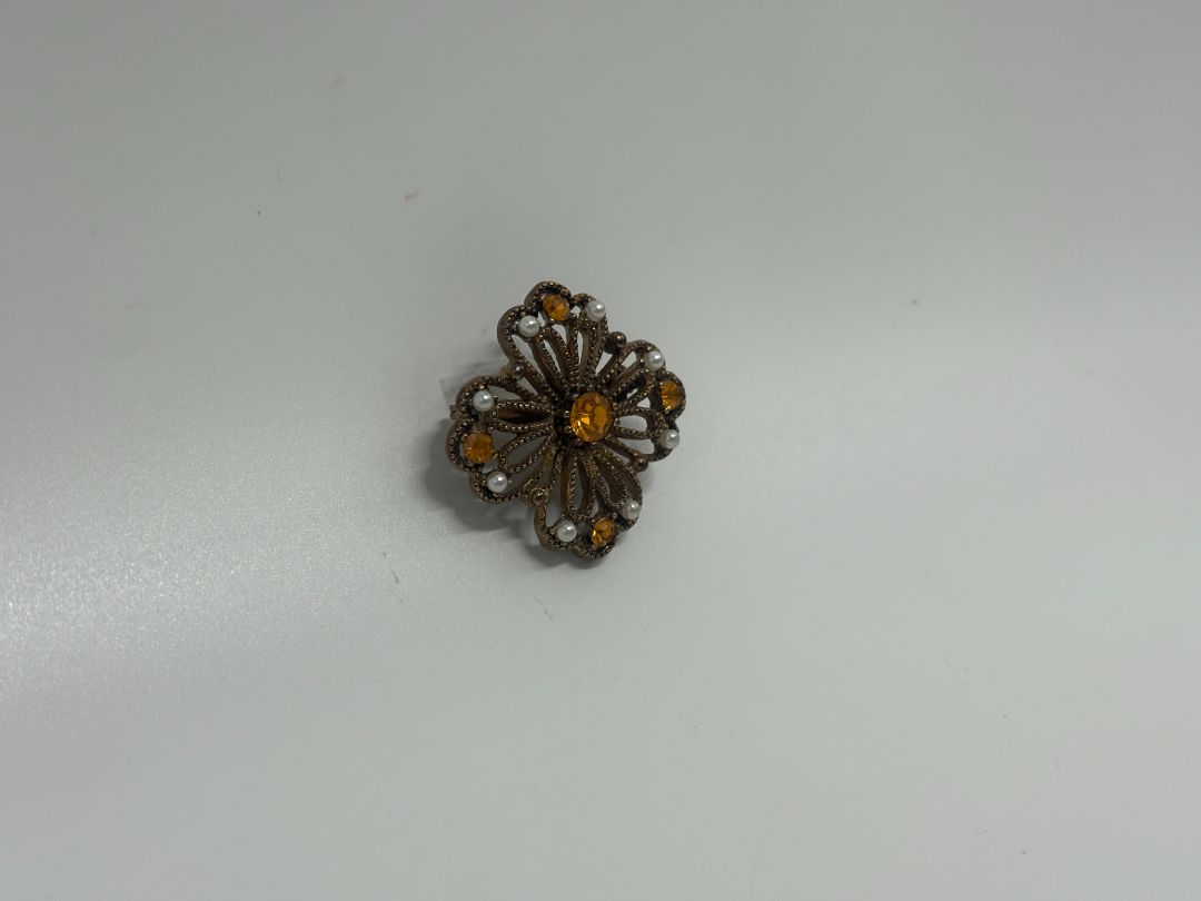 Gold-Tone Vintage 1950s/1960s Wire Filigree Textured Brooch Pin