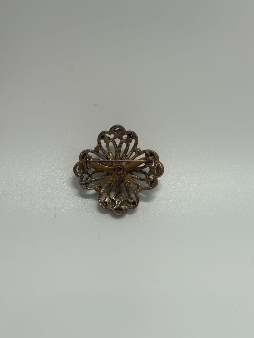 Gold-Tone Vintage 1950s/1960s Wire Filigree Textured Brooch Pin