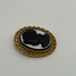 Black/White Vintage Victorian Revival Cameo 1950s/1960s Openwork Frame Brooch Pin