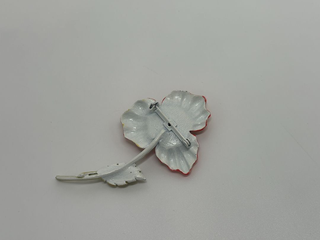 Yellow/Red Vintage Flower Power 1960s Mod Pop Art Brooch Pin
