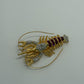 Gold-Tone Vintage Rhinestone 1990s Lobster Figural Brooch Pin