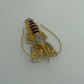 Gold-Tone Vintage Rhinestone 1990s Lobster Figural Brooch Pin