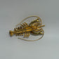 Gold-Tone Vintage Rhinestone 1990s Lobster Figural Brooch Pin