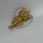 Gold-Tone Vintage Rhinestone 1990s Lobster Figural Brooch Pin