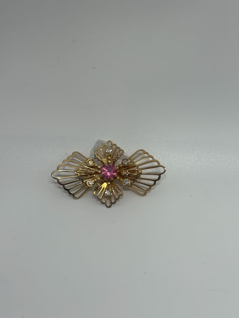Gold-Tone Vintage 1950s/1960s Rhinestone Cross Brooch Pin