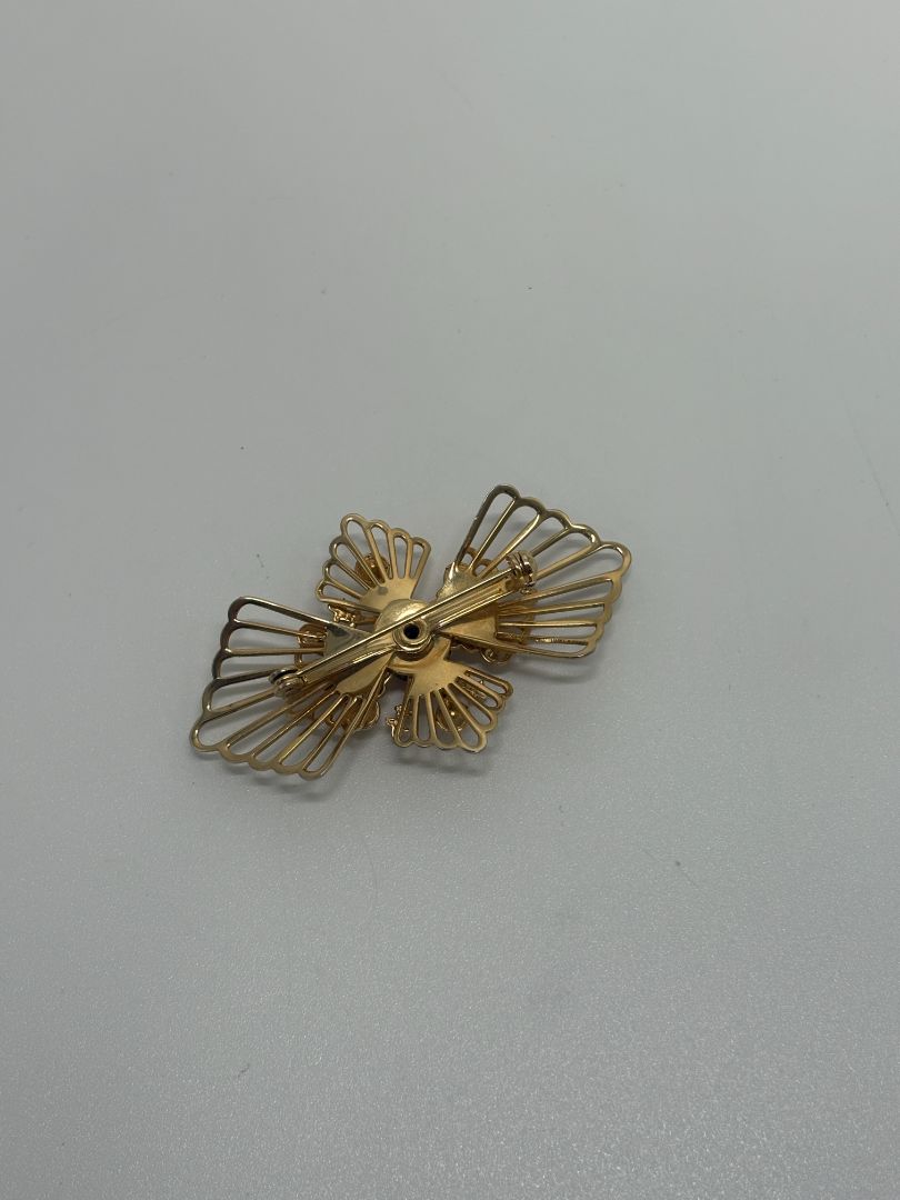 Gold-Tone Vintage 1950s/1960s Rhinestone Cross Brooch Pin