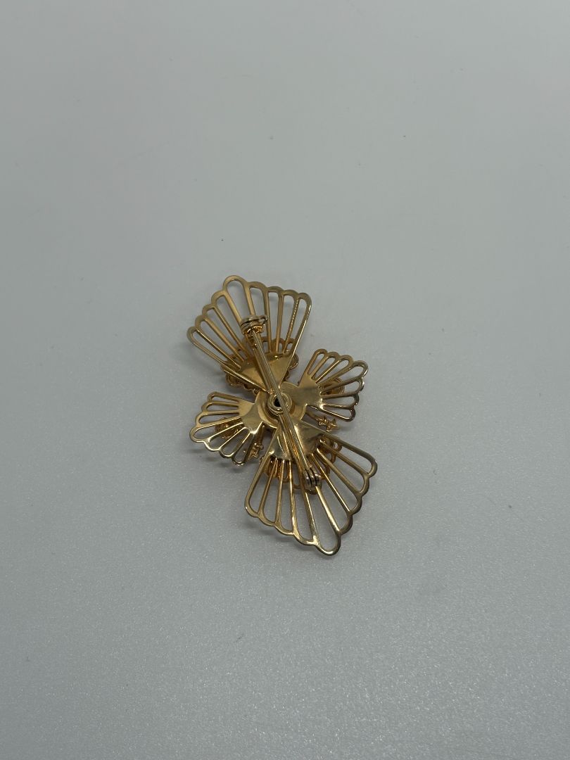 Gold-Tone Vintage 1950s/1960s Rhinestone Cross Brooch Pin