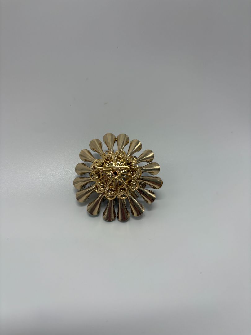 Blue/Green Vintage 1950s/1960s Gold-Tone Starburst Dome Brooch Pin