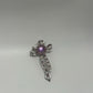 Silver/Purple Vintage Ribbon Bow 1950s/1960s Silver-Tone Brooch Pin