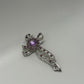 Silver/Purple Vintage Ribbon Bow 1950s/1960s Silver-Tone Brooch Pin