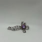 Silver/Purple Vintage Ribbon Bow 1950s/1960s Silver-Tone Brooch Pin