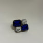 1950 Vintage Blue/Clear Rhinestone Silver-Tone Brooch Pin