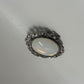 Vintage 1970 Faux Oval Opaline Silvery Pewter Tone Brooch Pin