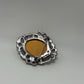 Vintage 1970 Faux Oval Opaline Silvery Pewter Tone Brooch Pin