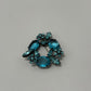 Black/Blue Vintage 1960s Mid Century Signed Joseph Warner Rhinestone Japanned Brooch Pin