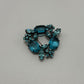 Black/Blue Vintage 1960s Mid Century Signed Joseph Warner Rhinestone Japanned Brooch Pin
