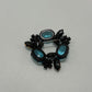 Black/Blue Vintage 1960s Mid Century Signed Joseph Warner Rhinestone Japanned Brooch Pin
