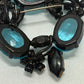 Black/Blue Vintage 1960s Mid Century Signed Joseph Warner Rhinestone Japanned Brooch Pin