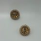 Gold/Green Vintage Mid-Century 1950s/1960s Domed Concentric Halo Brooch & Earrings Set
