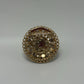 Gold/Green Vintage Mid-Century 1950s/1960s Domed Concentric Halo Brooch & Earrings Set