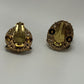 W. Germany Gold/Green Vintage 1950s Layered Filigree Brooch & Earrings Parure Set
