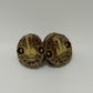 W. Germany Gold/Green Vintage 1950s Layered Filigree Brooch & Earrings Parure Set